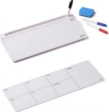 Small Desktop Glass Whiteboard Magnetic Calendar Dry Erase Desk Pad Keybo...