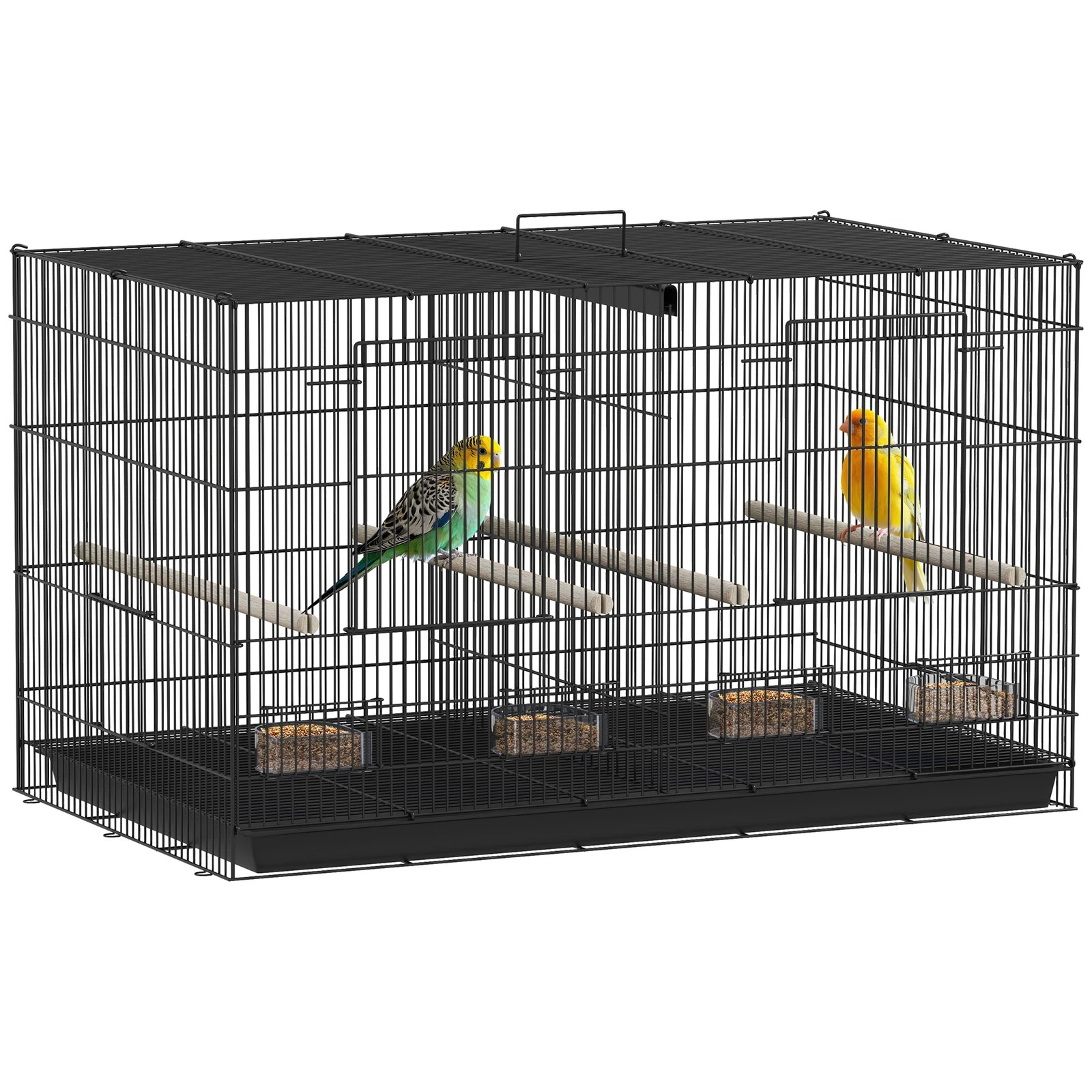 PawHut Bird Cage with Divider, 4 Wooden Perches, Slide Out Tray, Black
Opens in a new window or tab