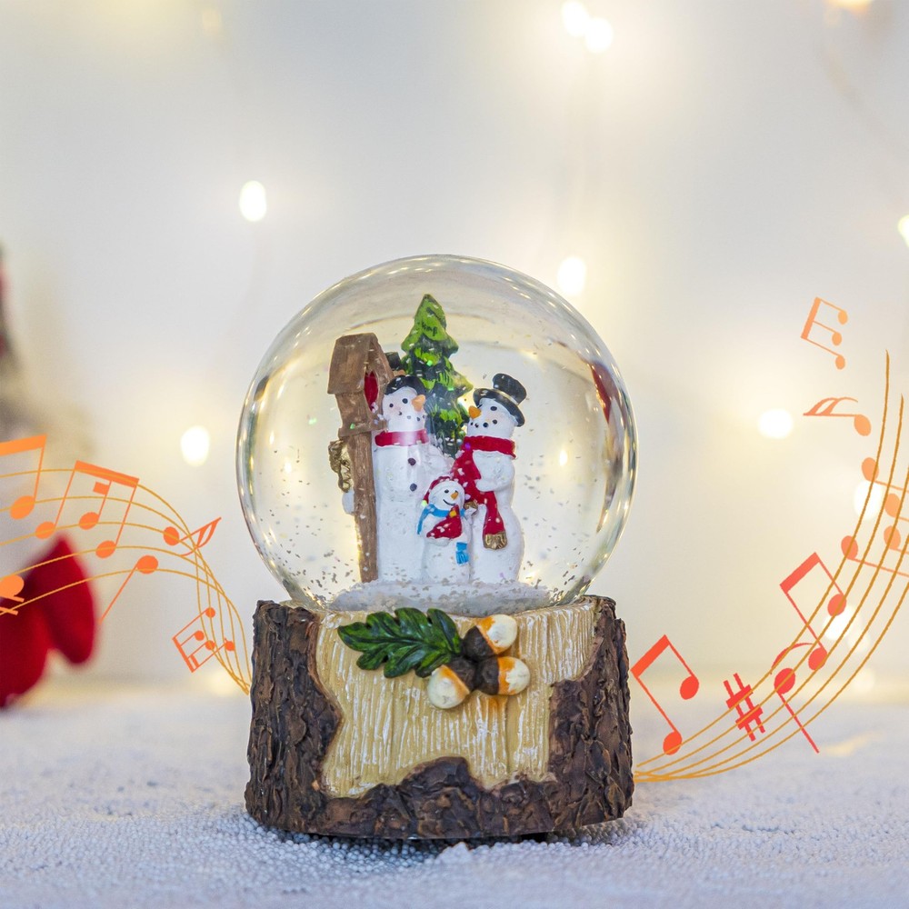 Musical Christmas Snow Globe with Glitter Water and Holiday Decor