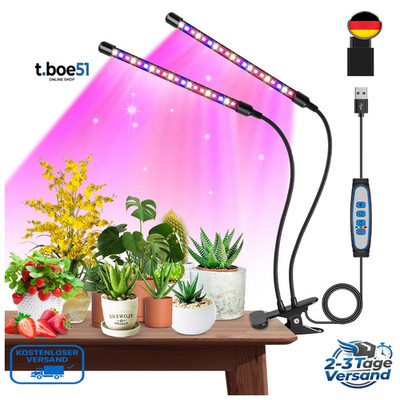 Garpsen Pflanzenlampe Led Vollspektrum 40 LEDs Auto ON Off Timer Büro