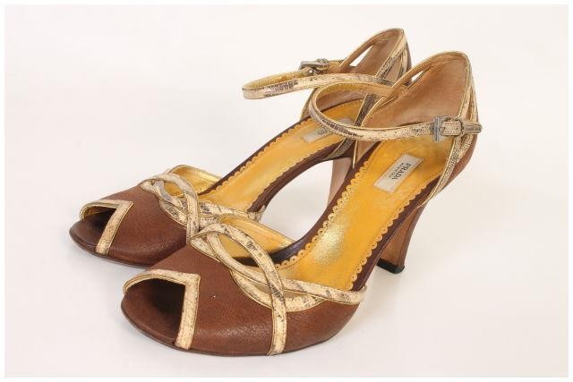 Rare Prada Python Leather Open Toe Sandals Brown … - image 1