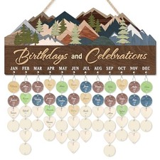 Woodland Themed Family Birthday Calendar Wall Hanging 15.7''x7'' with 100