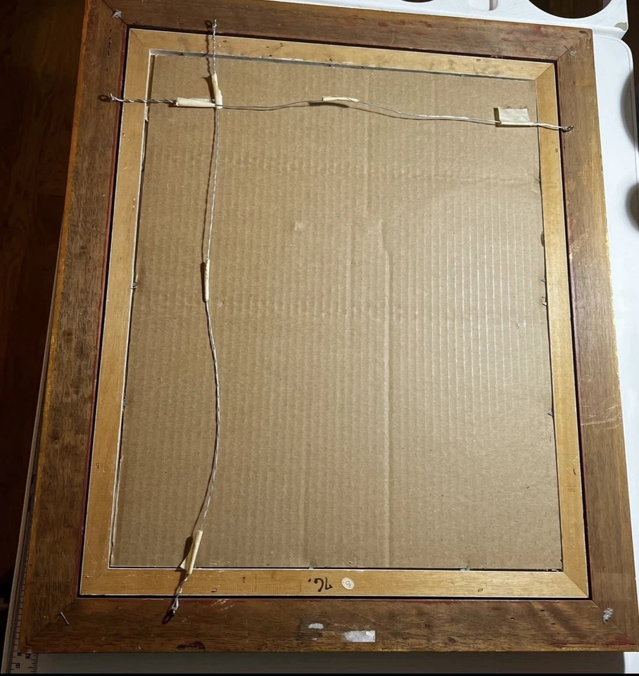 Marco de madera original firmado por artista JFK pintura al óleo original Foto 4 de 4