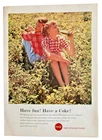 Vtg Coca Cola Print Ad 1950s Kids Drinking Coke In A Field of Flowers