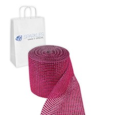 Dark Pink 24 Row Diamond Rhinestone Ribbon Trim Mesh Wrap 10 Yards - Wedding mi