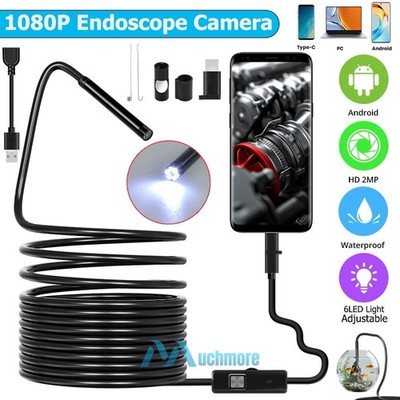 1920P HD Endoscope Borescope 5.5mm Inspection Snake Camera w/ 6 LED for Android