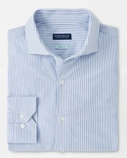 Peter Millar Crown Crafted Excursionist Flex Blue Striped Shirt NWT 275 Sz XXL