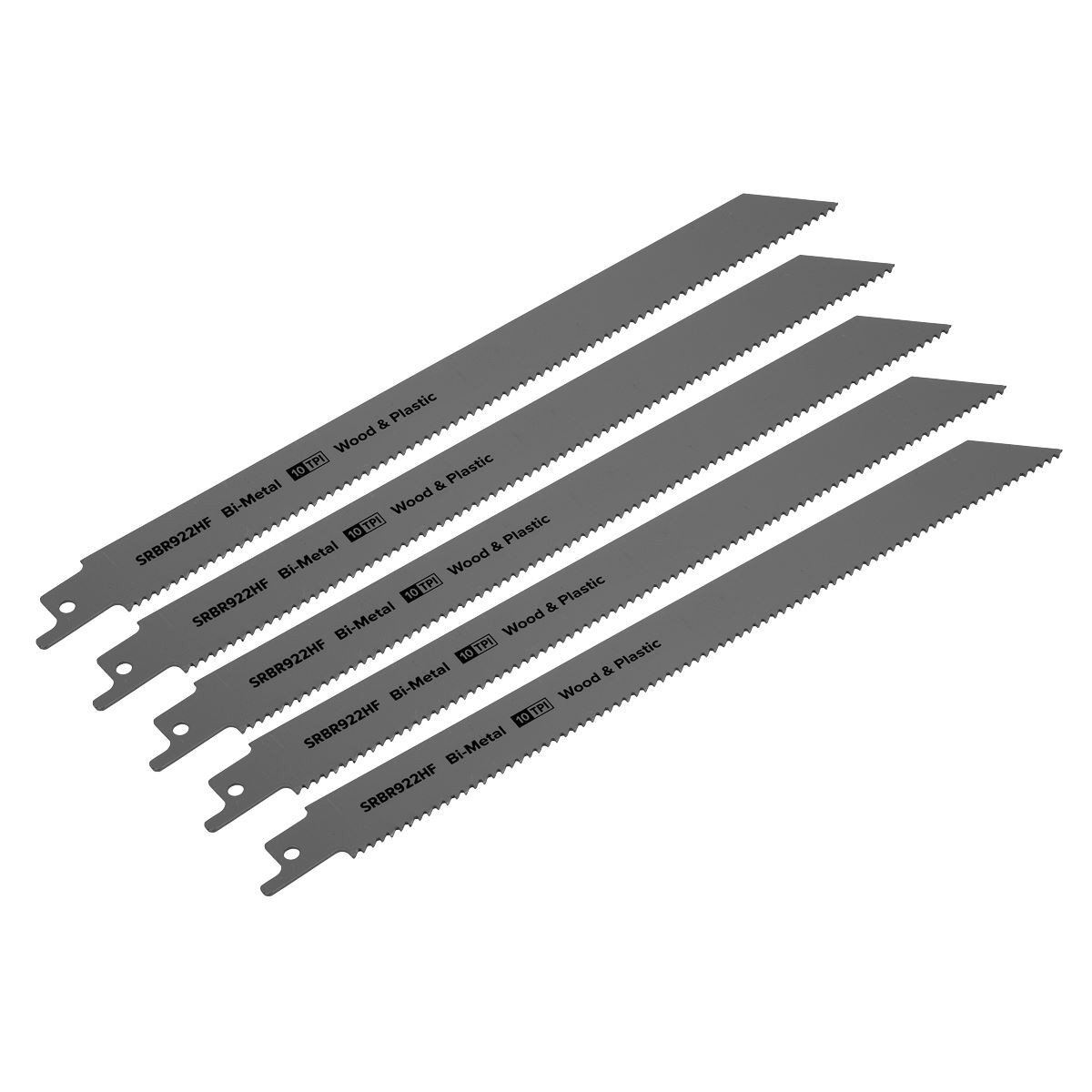 Sealey Reciprocating Saw Blade for Wood & Plastics 230mm 10tpi - Pack of 5 SRBR9