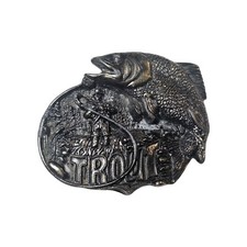 Vtg 1982 Trout Fly Fishing Great American Belt Buckle Co Solid Metal Serial 533