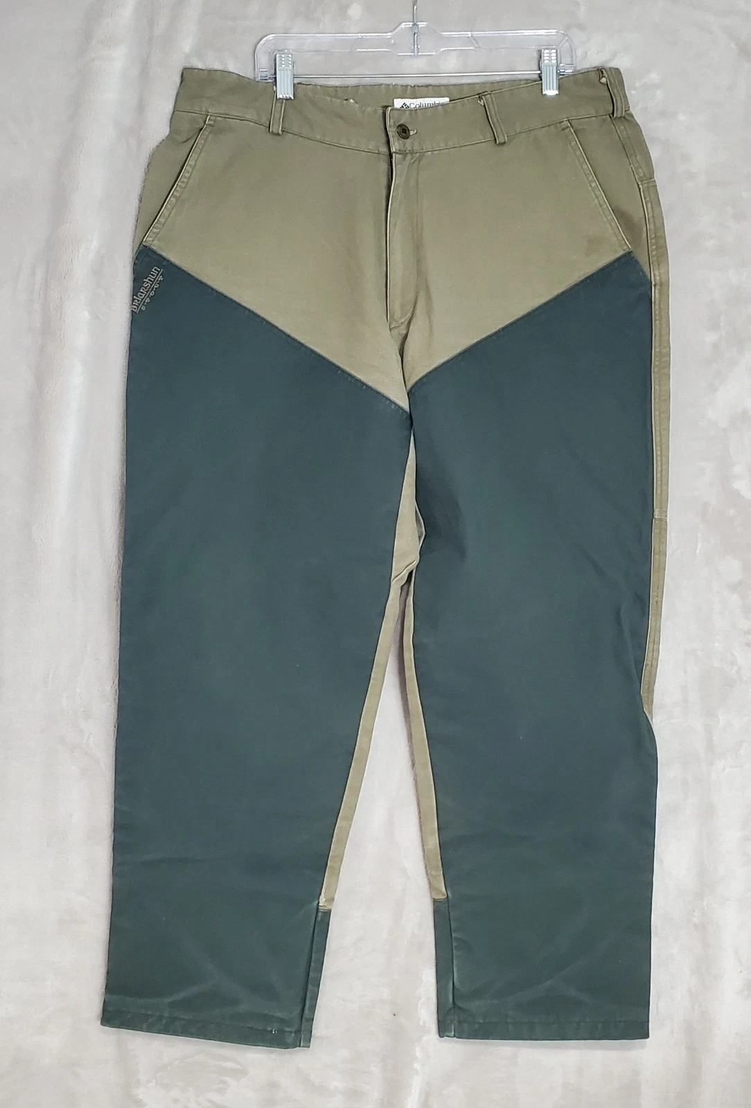 Columbia Briarshun Pants Men 40x32 Canvas Upland Stout Hunting Rigged Green Tan