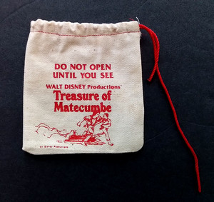 DISNEY "TREASURE OF MATECUMBE" 1976 MOVIE TIE-IN PREMIUM ADVERT DRAW-STRING BAG