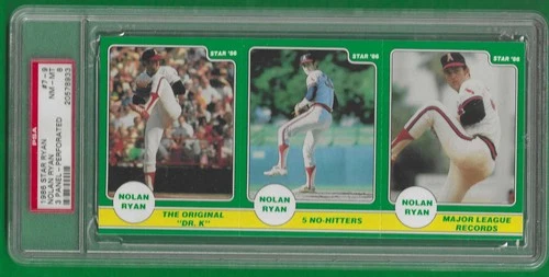 1986 Star Company Nolan Ryan 3 card panel #7 - 9 Graded PSA 8 Angels pop 8