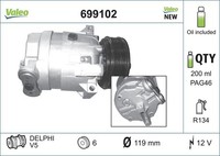 NEU - Valeo 699102 Kompressor, Klimaanlage FüR Opel