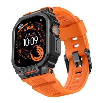 Fr Apple Watch Ultra 3/2/1 49mm Silicone Waterproof Rugged Sport Band Metal Case