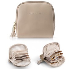 Vlando Small Jewelry Travel Case,Jewelry Pouch Bags with A.Toffee