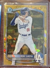 2025 Bowman Chrome Draft Sapphire Mike Sirota Gold Refractor #/50 La Dodgers Rc