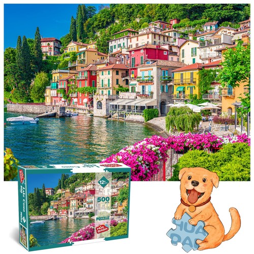 500 Piece Jigsaw Puzzle for Adults -Lake Como Scenery, Italy Jigsaw Puzzles 5... - Picture 5 of 5