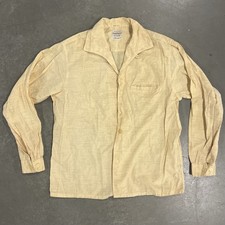 VTG 50s Rayon Atomic Fleck Button Up Shirt Loop Collar Size M