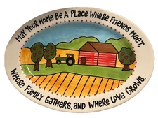 OUR NAME IS MUD Laurie Veasey "Where Family Gathers" Platter Holiday Dinner Farm