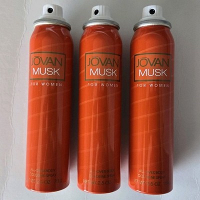 Jovan Musk for Women 2.5 oz Cologne Body Spray, No Caps, Made In USA  (3 Pack)