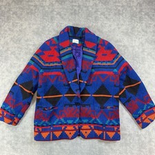 Vintage Neiman Marcus Blazer Womens Large Multicolor Wool Southwestern Geometric