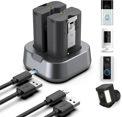 Ring Akku Ersatz 7200mAh mit Ladestation, Kamera-Akku kompatibel mit Ring
