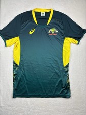 2023/24 Team Australia Men  s Green/Yellow Cricket Jersey - Asics - Large