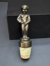 Vintage Brussels MANNEKEN PIS Drink Pourer! BRUXELLE Brass & Cork Bottle Top