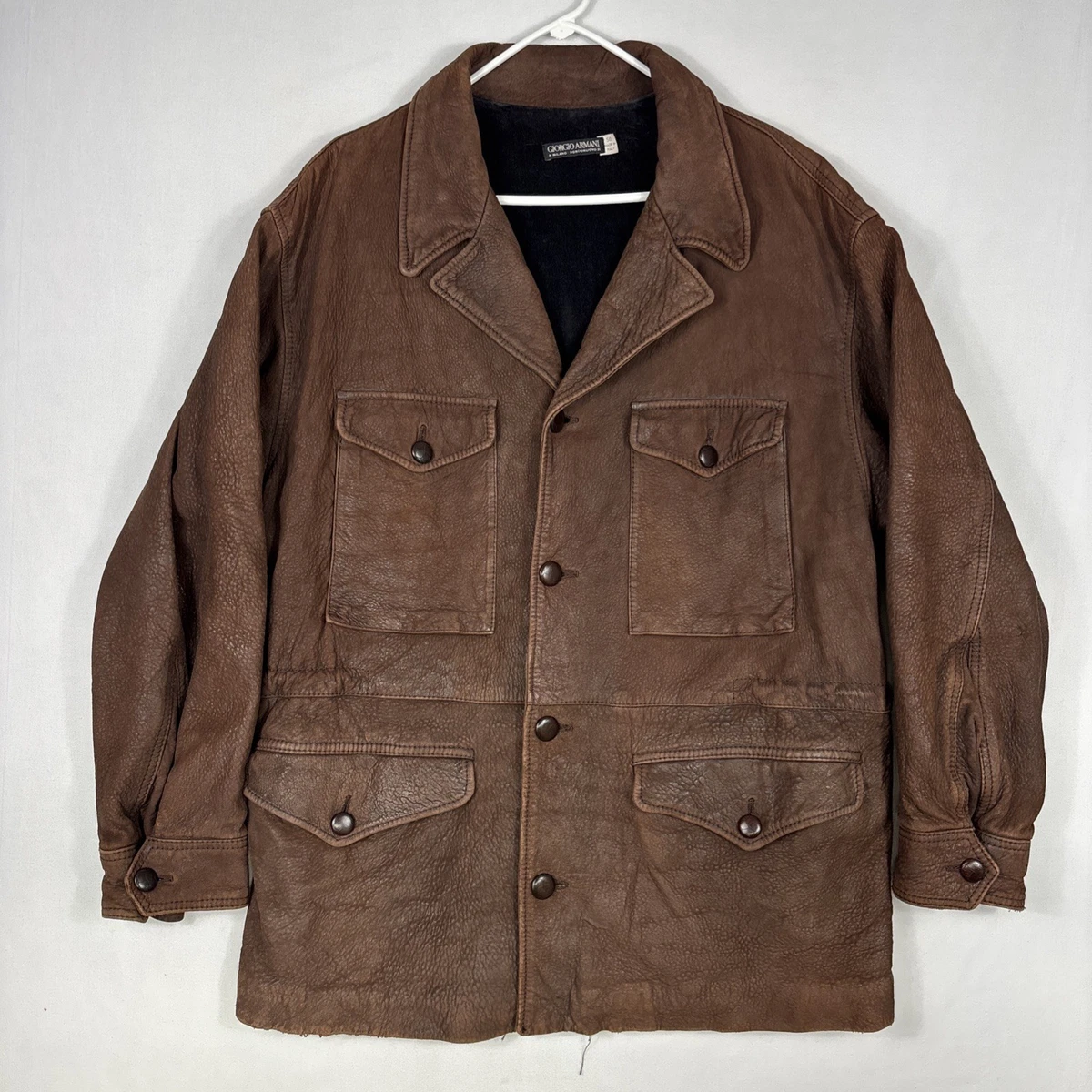 Giorgio Armani Leather Outer Shell Brown Coats, Jackets & Vests