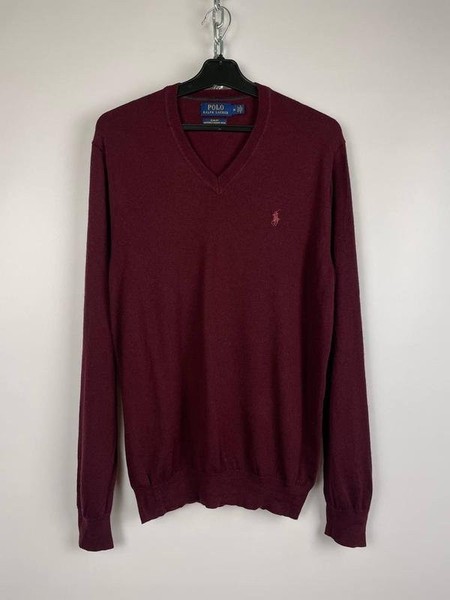 Men Polo Ralph Lauren Sweater Burgundy Wool 38 / M #CKBW