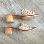 LIBERTÉ Leather Woven Block Heel Slide Sandals Beige Women Size 9 — photo 4
