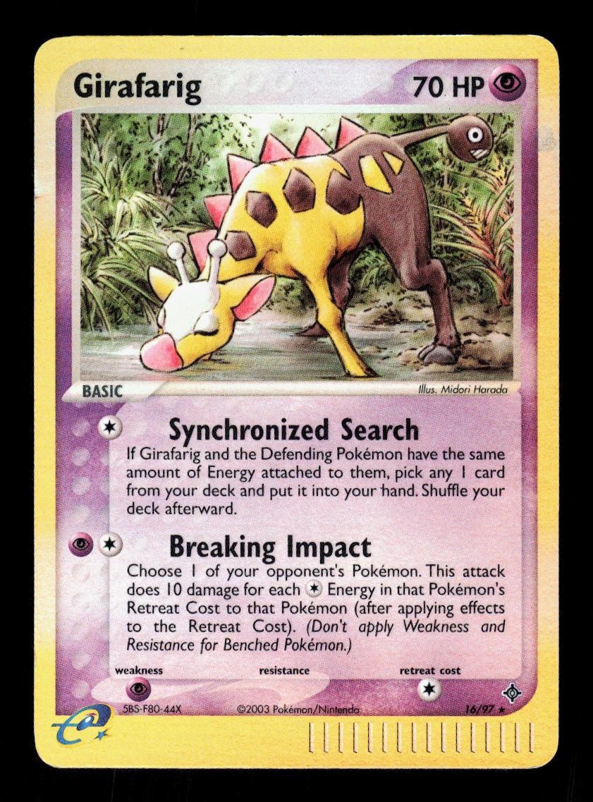 Girafarig 16/97 Rare Dragon Pokemon Reverse Holo LP