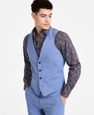 Bar III Mens Slim-Fit Suit Vest Light Blue M