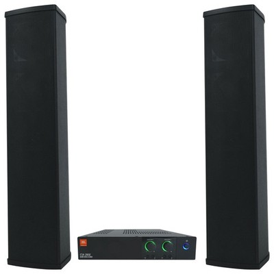 JBL CSA 280Z Amplifier+(2) Column Line Array 70V Commercial Speakers in Black