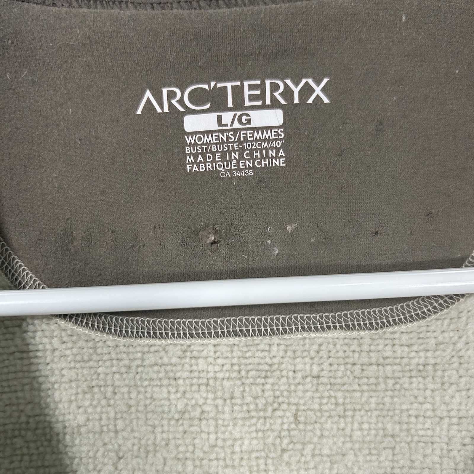 ARC'TERYX Gilet Donna Taglia Large Covert Full Zip Maglia Pile Beige Polartec