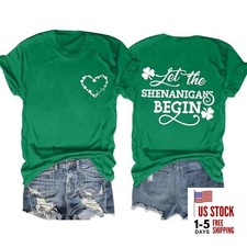 St Patrick's Day Shirt Women: Lucky Irish Shamrock T-Shirts Saint Small Green1