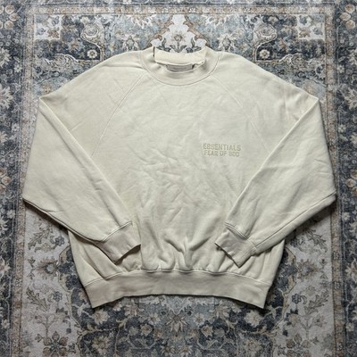 Fear of God Essentials Crewneck Sweatshirt Cream Pullover Oversized Size Small