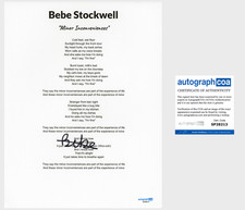 'Bebe Stockwell' Signed Lyric Sheet 'Minor Inconveniences' Pop Singer ACOA