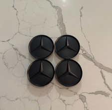 Set Of 4 Mercedes Benz Black Fully 75mm Wheel Rim Center Hub Logo Caps Matte