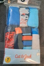 Cat Jack Boys Boxer Briefs Underwear 100 Cotton Blue Surf Sz 8 Med 7 Pk NEW