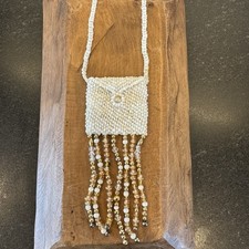 Vintage Multi-Color Beaded Necklace Amulet Sachet Medicine Bag Fringe