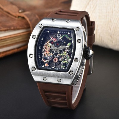 New Sports Men's Dragon Tiger Pattern Lassa Quartz Watch Skeleton Dial