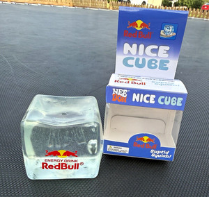 Red Bull Nice Cube Clear Squishy Tactile Squeeze Toy w/ Box, Age 17+ (2004)