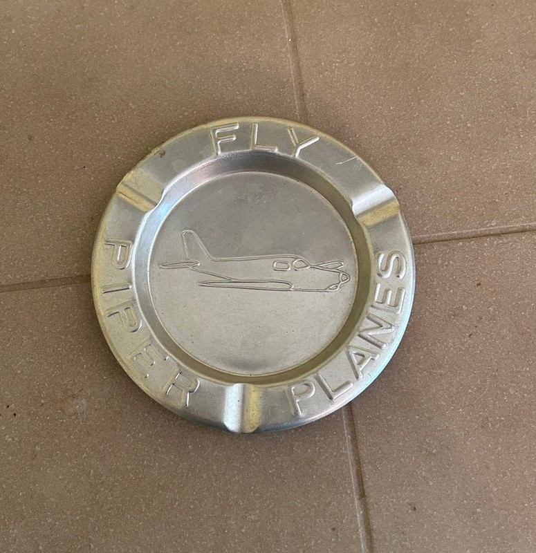 Vintage "Fly Piper Planes" Aluminum Ashtray