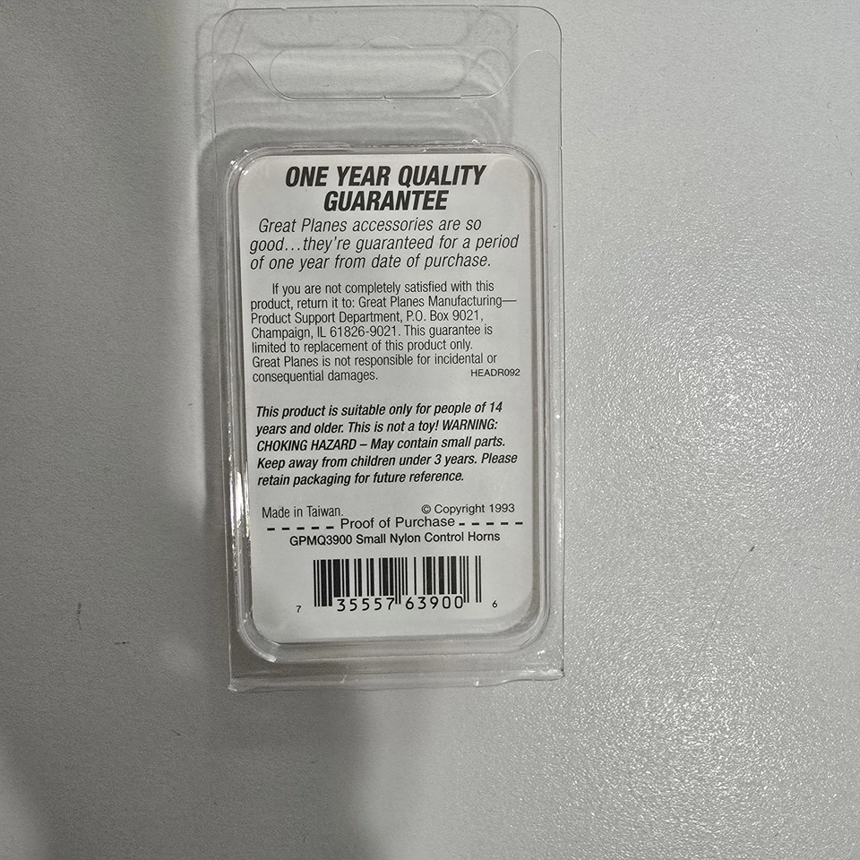 Great Planes Nylon Control Horns Small (2) 3/4" long (19mm) GPMQ3900 - Image 4 of 4