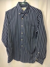 Dress Shirt Mens Size S Blue Striped Long Sleeve Iron Free St Johns Bay
