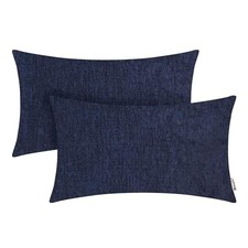 Throw Pillow Covers 12x20 Inches - Chenille 20" x 12" Pack of 2 Navy Blue