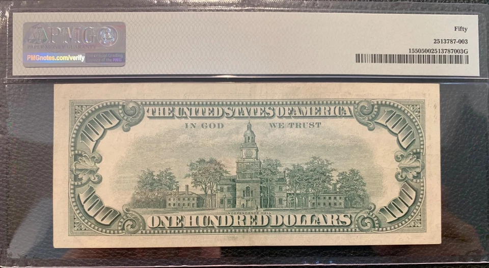 1966 $100 Legal Tender Note Red Seal PMG 50 AU Fr#1550 - Image 2 of 4