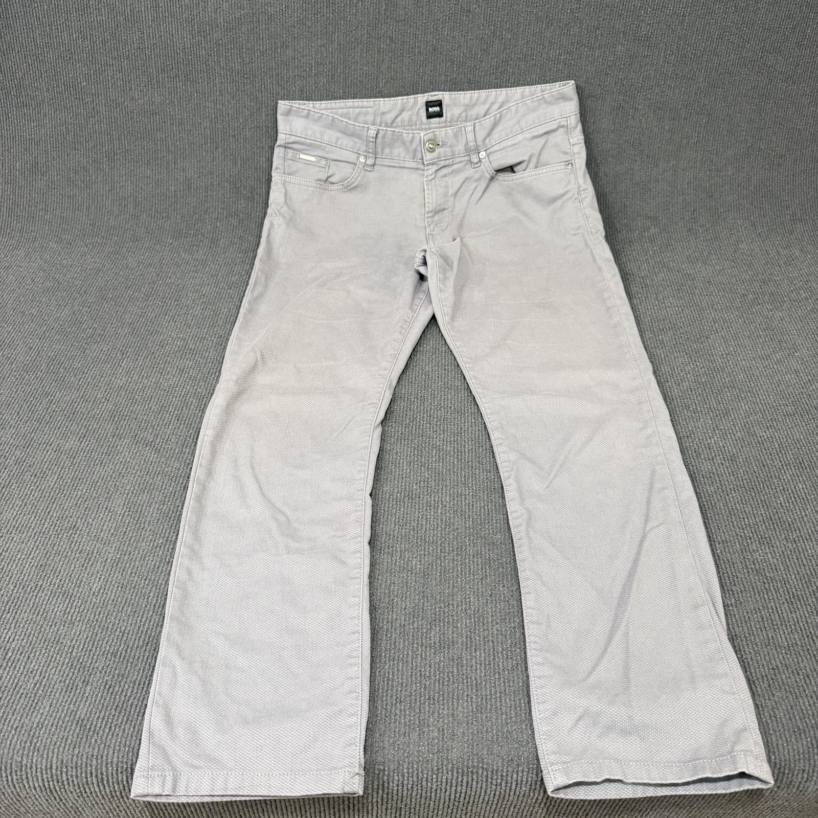 Hugo Boss Jeans Mens 33x34 Gray Slim Straight Light Wash Stretch Denim Pants