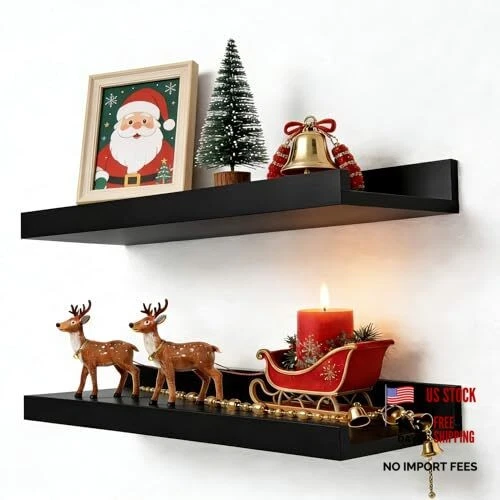 Floating Shelves for Wall Decor, Wall Mounted Wood Storage Shelf 13.6in Black
Opens in a new window